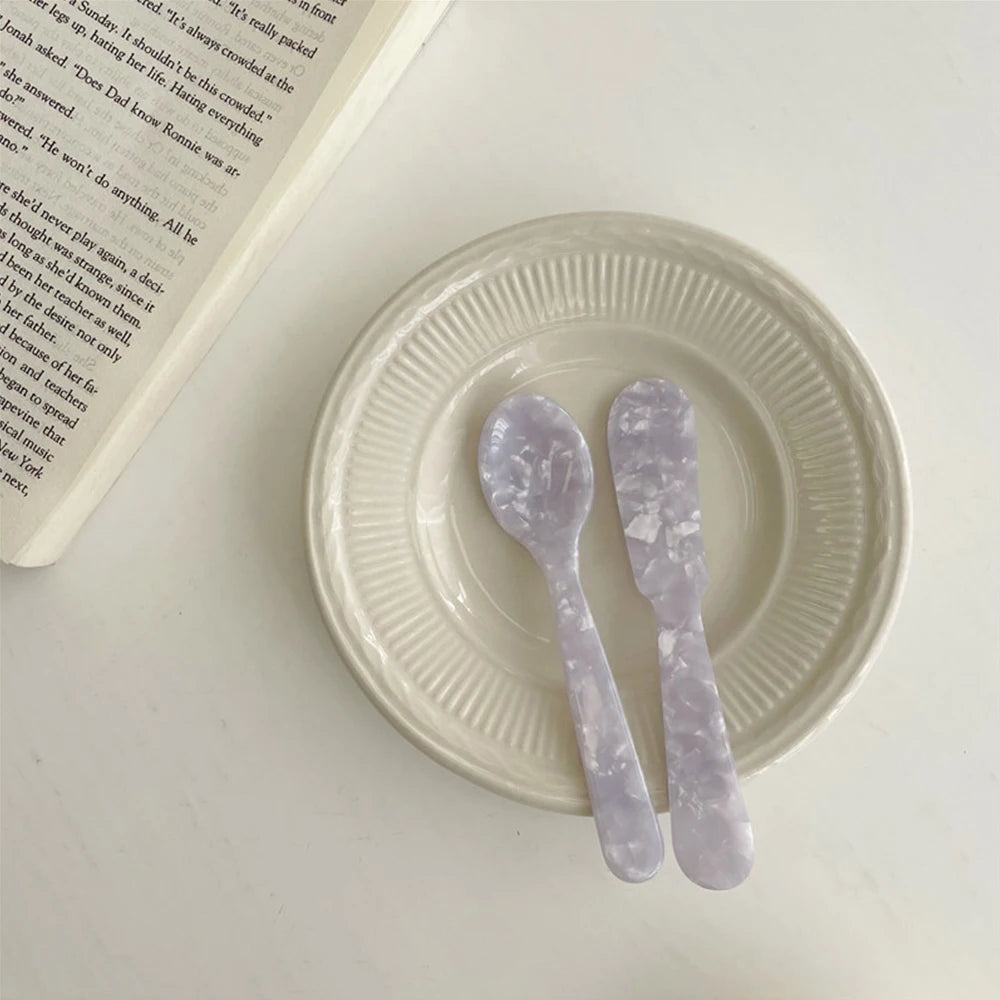 Retro Dessert Messer Löffel Geschirr Set