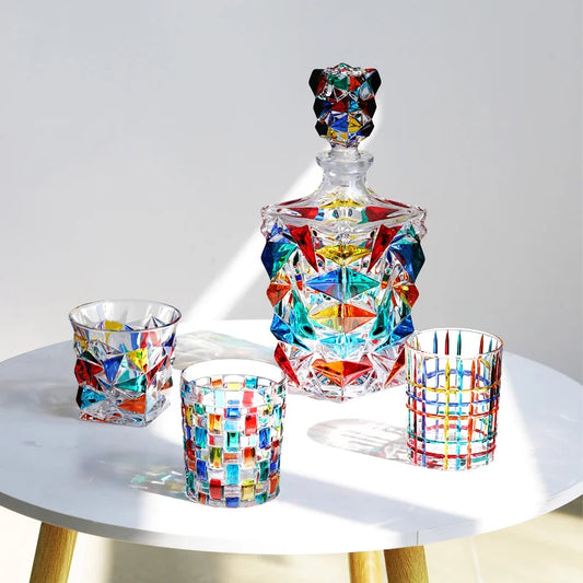 Mehrfarbiges Kristall-Whiskyglas
