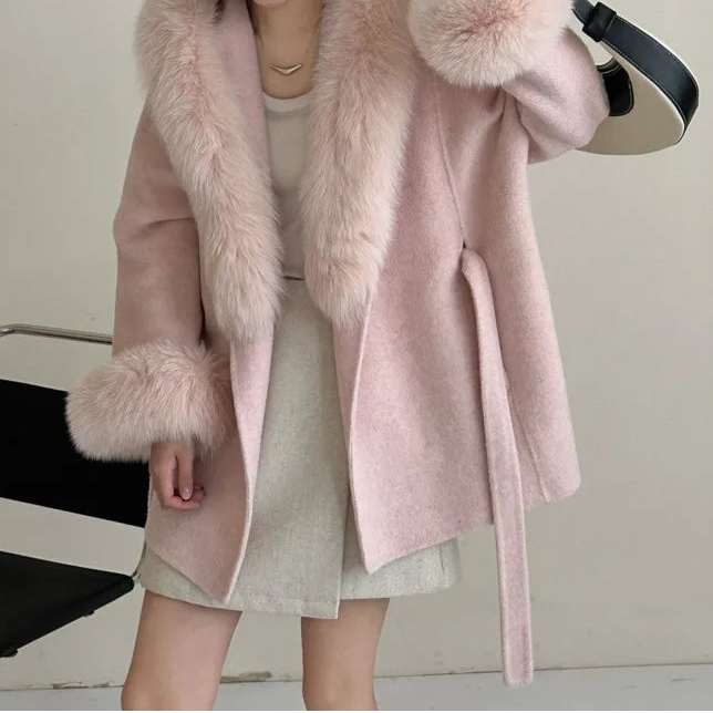 Double Wool Luxe Coat mit Eco-Faux Fur Kragen