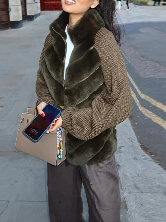 Urban Luxe – Elegante Faux Fur Patchwork Jacke