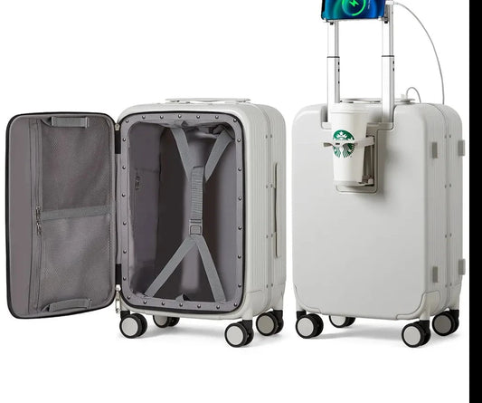 Praktischer Koffer mit USB-Anschluss Boarding Kabine Tasse und Handy-Halter 20 24 Zoll