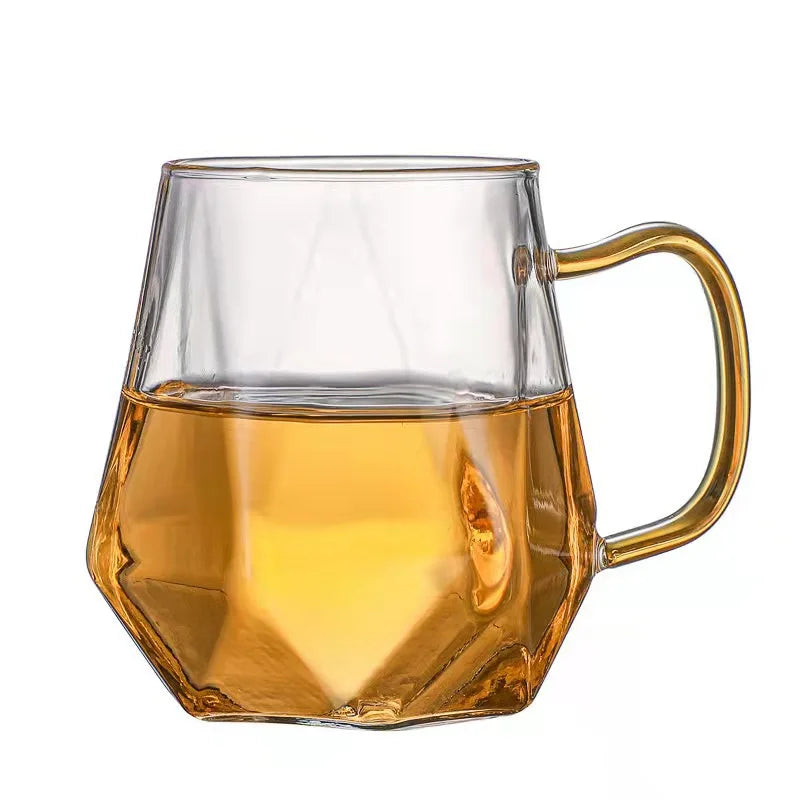 Buntes Teekannen-Set aus Glas mit Rautenstruktur