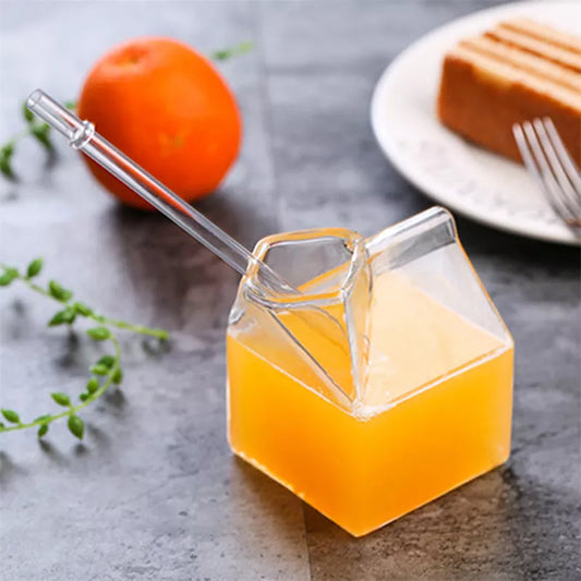 Kastenförmiger 300 ml kreativer transparenter Milchbecher
