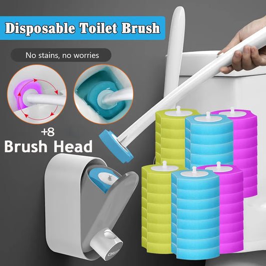Wandmontierte Toilettenbürste praktisch mit langem Griff Flüssigbadreinigung austauschbarer Kopf Haushalts-WC-Hygienewerkzeug