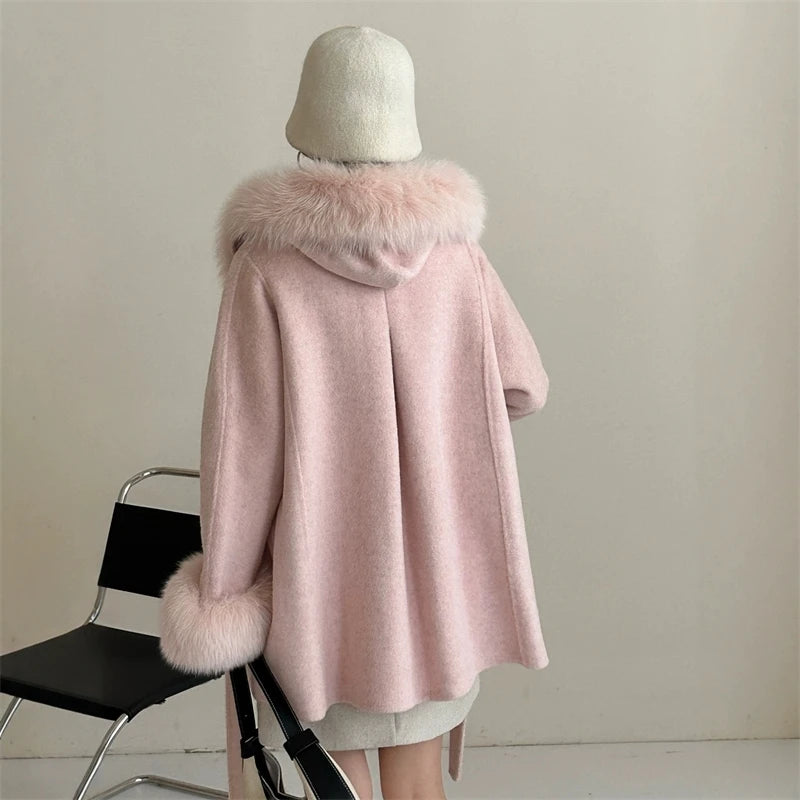Double Wool Luxe Coat mit Eco-Faux Fur Kragen