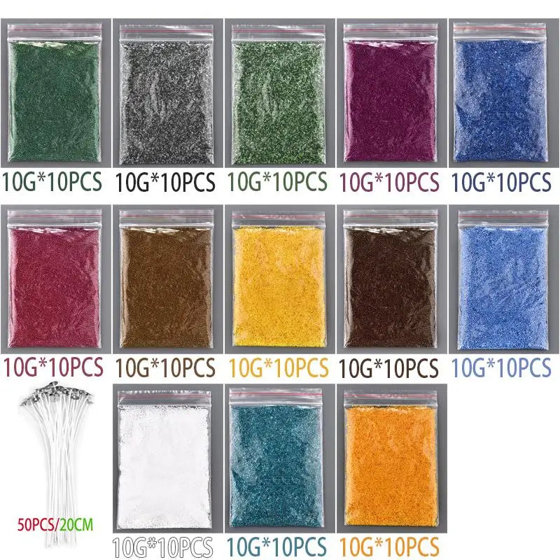 Materialien zur Kerzenherstellung, Sand, Malwachs