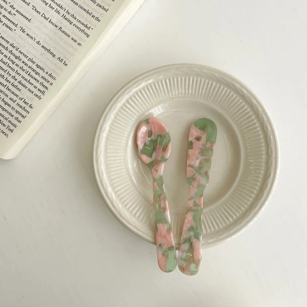 Retro Dessert Messer Löffel Geschirr Set