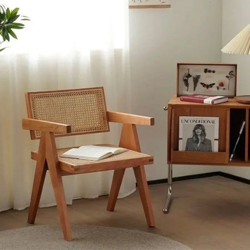 Massivholz echt Rattan Esszimmer Stuhl oder Wohnzimmerstuhl