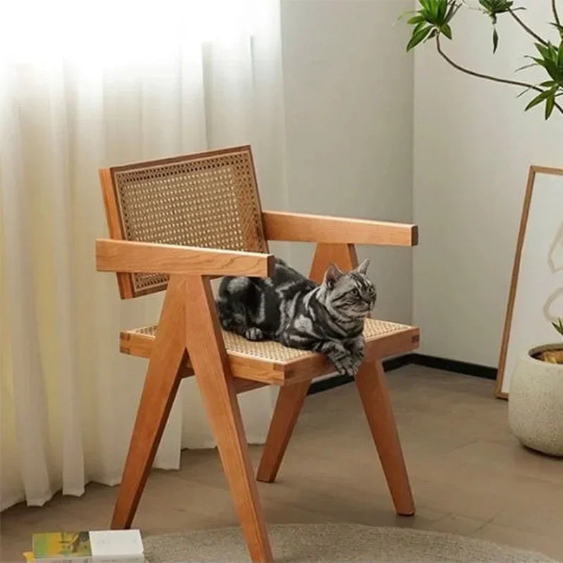 Massivholz echt Rattan Esszimmer Stuhl oder Wohnzimmerstuhl