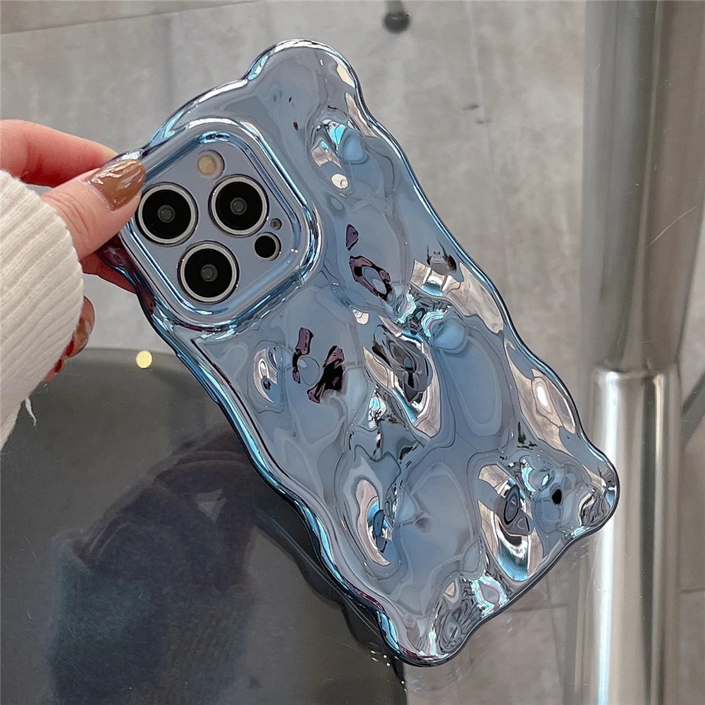 Luxuriöse, faltige, gewellte Telefonhülle mit gewelltem Rand