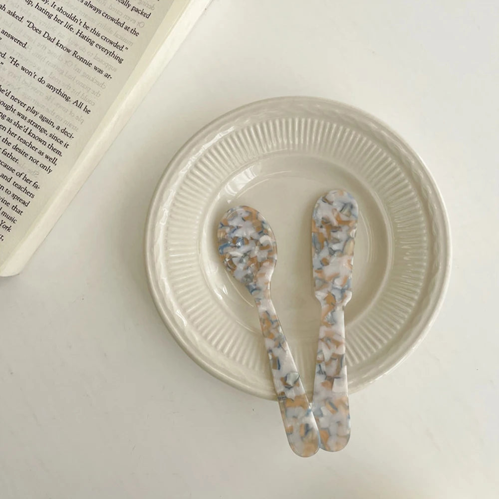 Retro Dessert Messer Löffel Geschirr Set